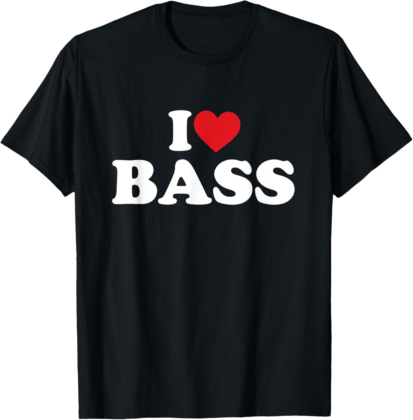 I Love Bass Funny Red Heart Love T-Shirt - T-Shirt | Black