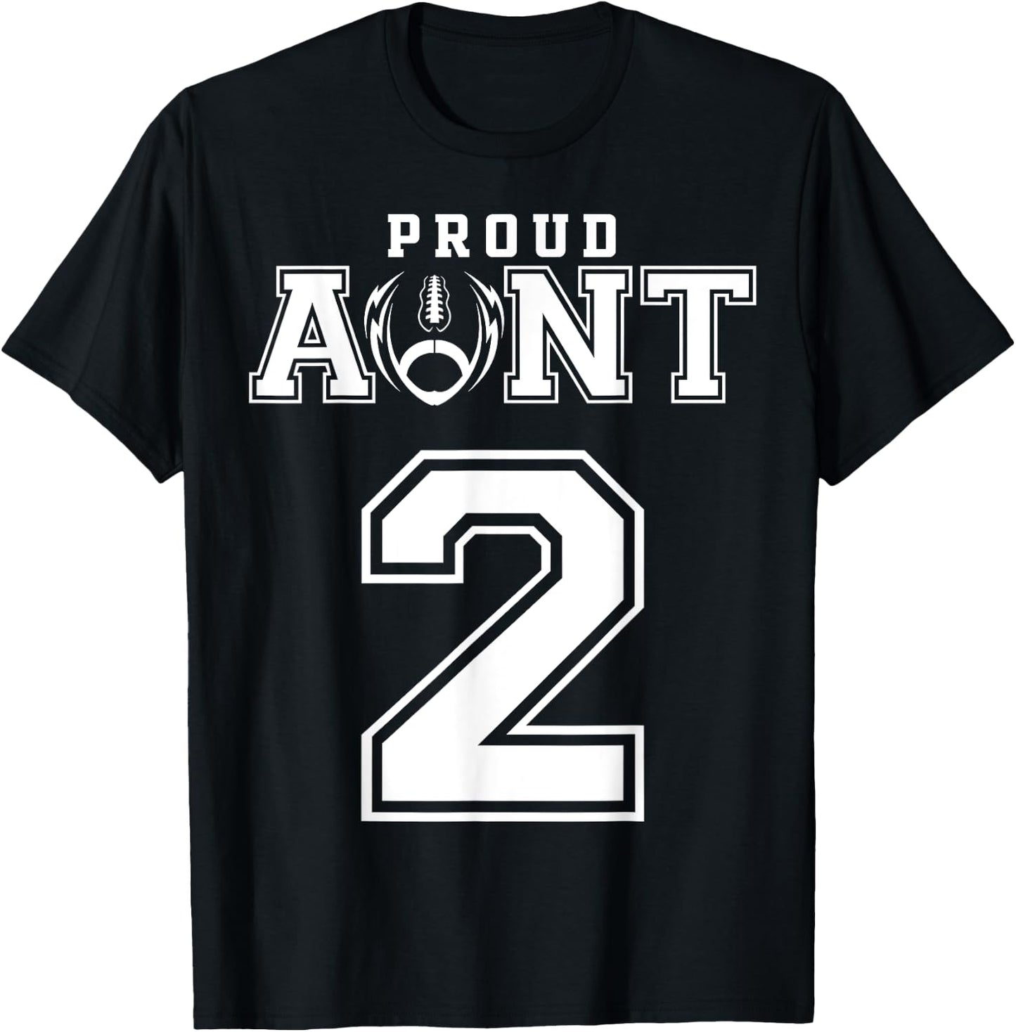Custom Proud Football Aunt Number 2 Personalized T-Shirt - T-Shirt | Black