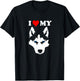 Funny Malamute Huskies Dog Owner Wolf I love My Husky Men Women Girls Kids T-Shirt - T-Shirt | Black