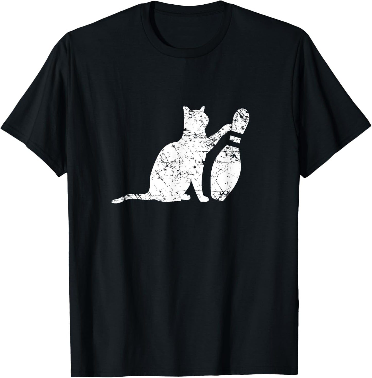 Ornery Alley Cat Tipping Bowling Pin Funny Team Gift T-Shirt - T-Shirt | Black