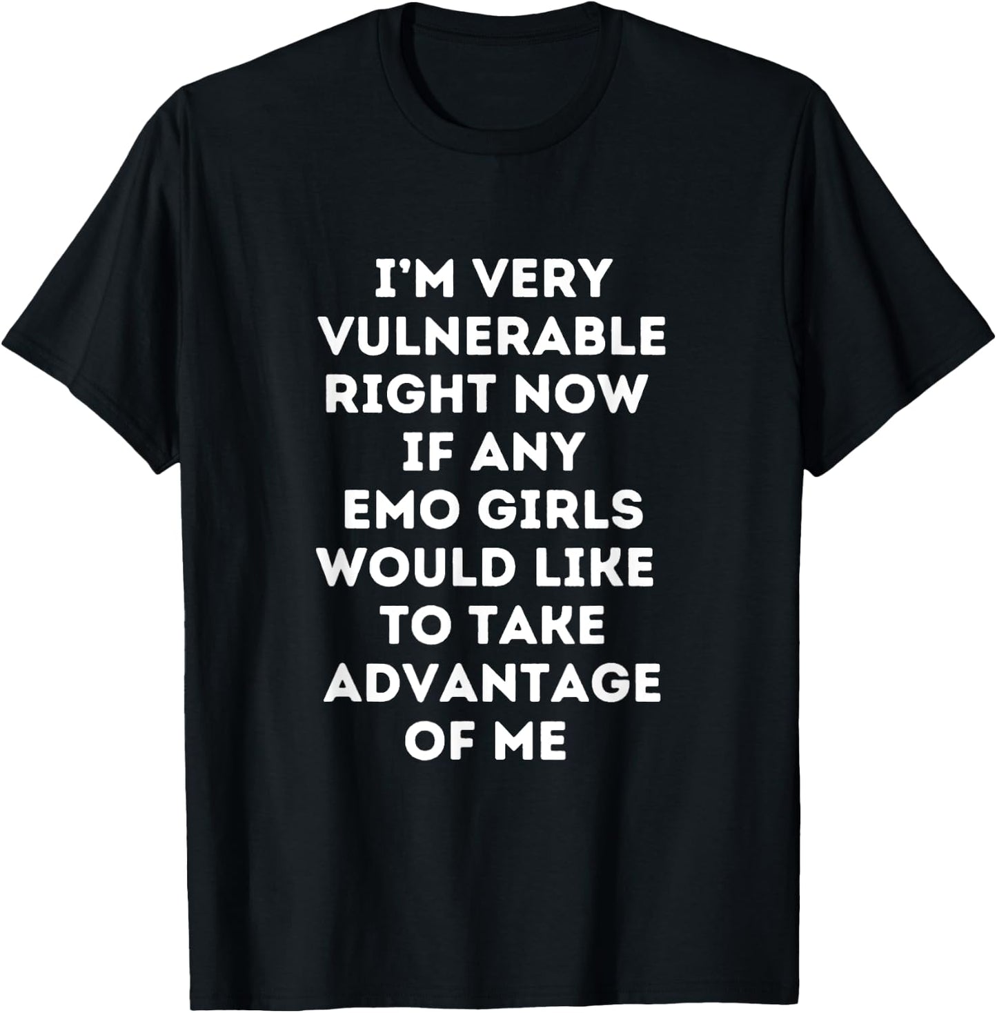Very Vulnerable Right Now Funny Emo Girls T-Shirt - T-Shirt | Black
