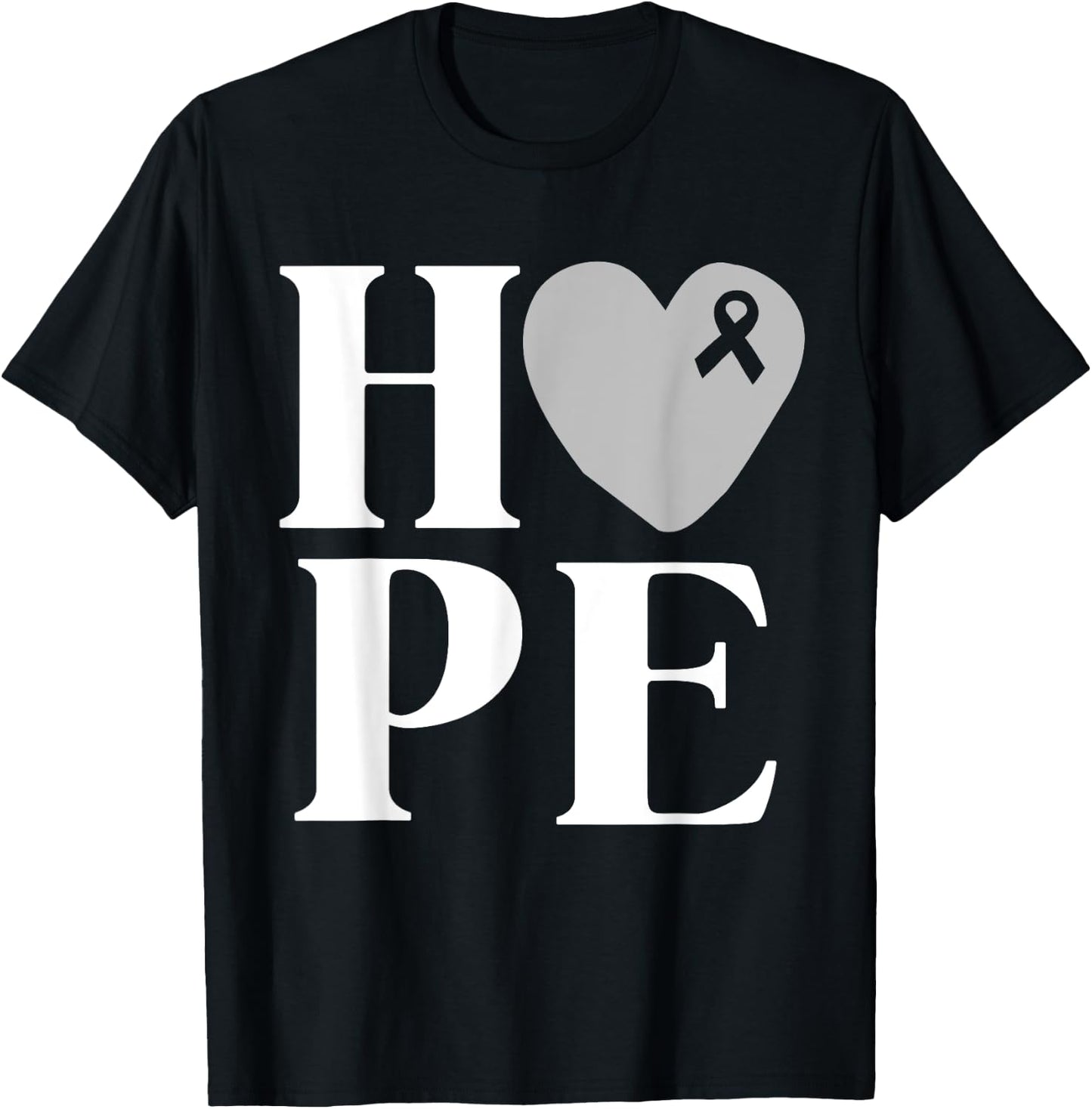 Brain Cancer Awareness Shirt Hope Grey Ribbon Awareness T-Shirt - T-Shirt | Black