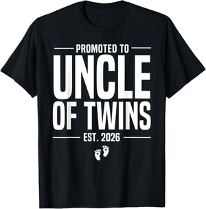 Promoted to Uncle of twins 2026 New Uncle Father's day T-Shirt - T-Shirt | Black