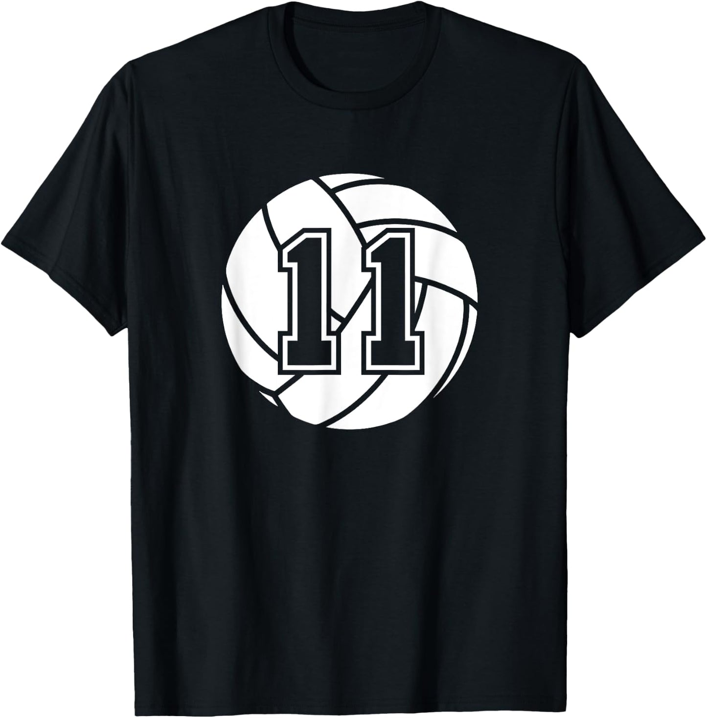 Volleyball Player #11 Volleyball Mom Dad Jersey Number 11 T-Shirt - T-Shirt | Black