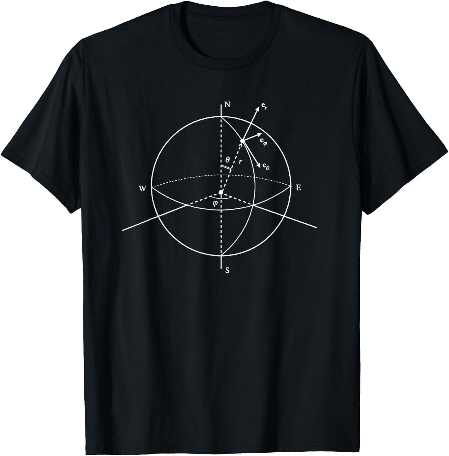 Spherical Coordinates, Basics of Math and Physics T-Shirt - T-Shirt | Black