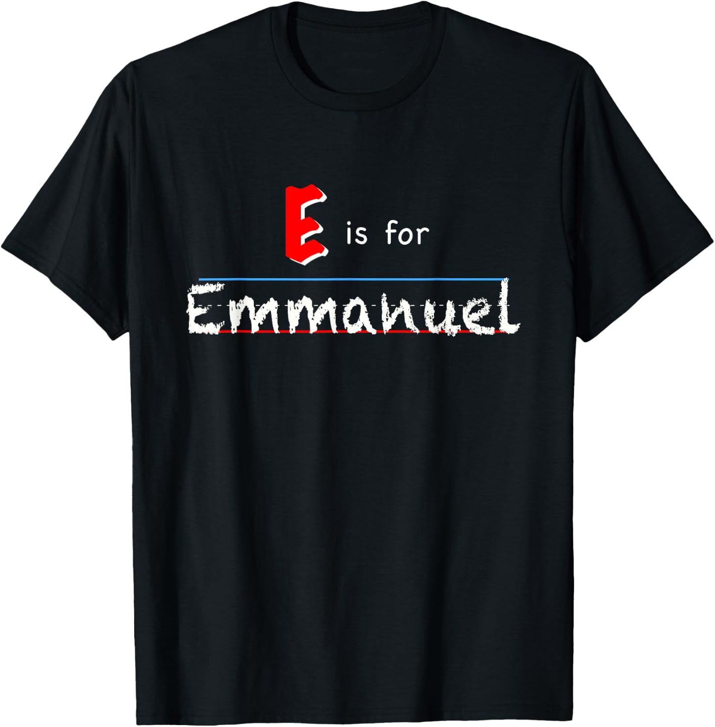 E Is For Emmanuel, boys custom personalized name kids school T-Shirt - T-Shirt | Black