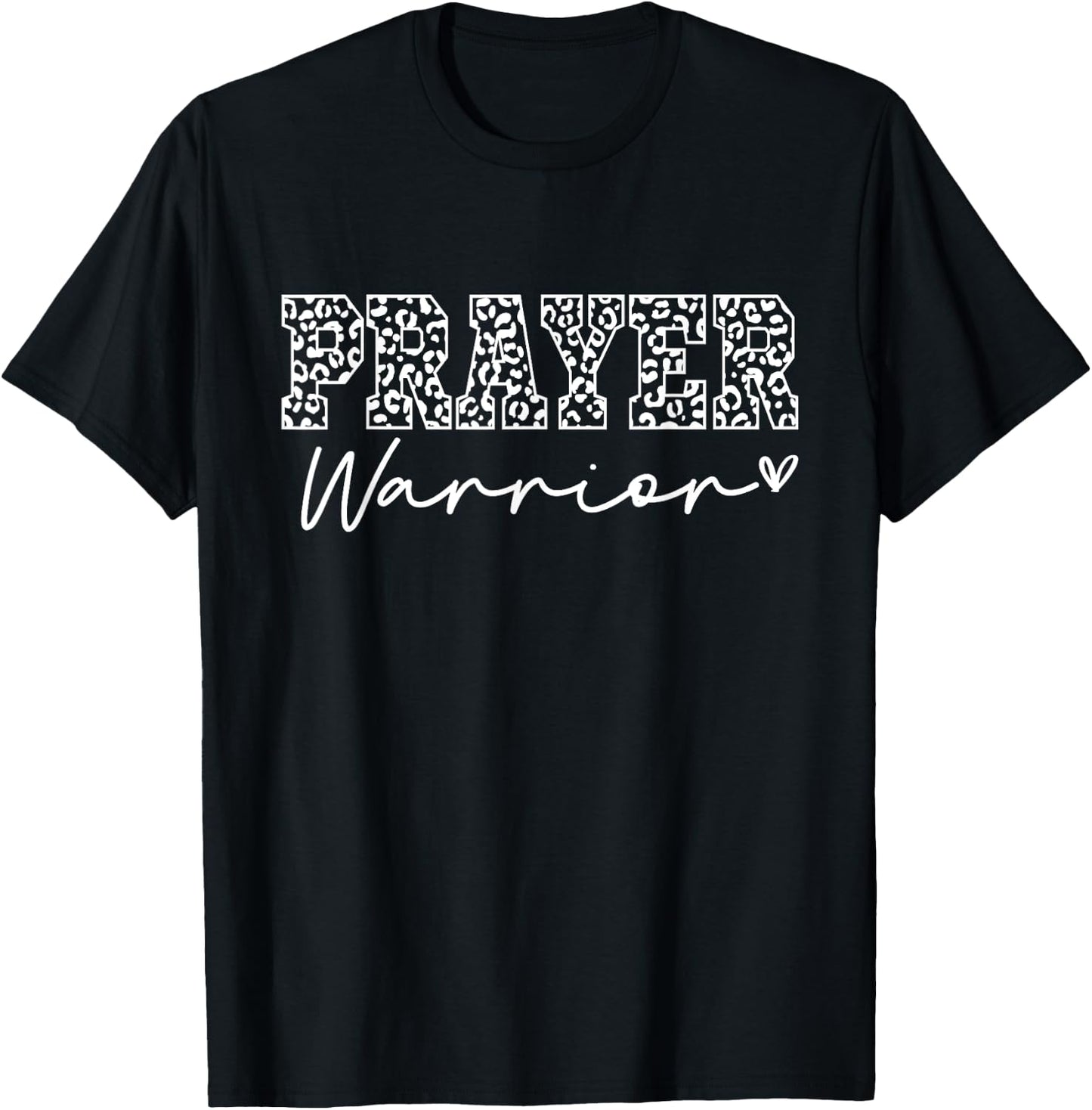 Prayer Warrior Leopard Women Girls Faith God Jesus Christian T-Shirt - T-Shirt | Black
