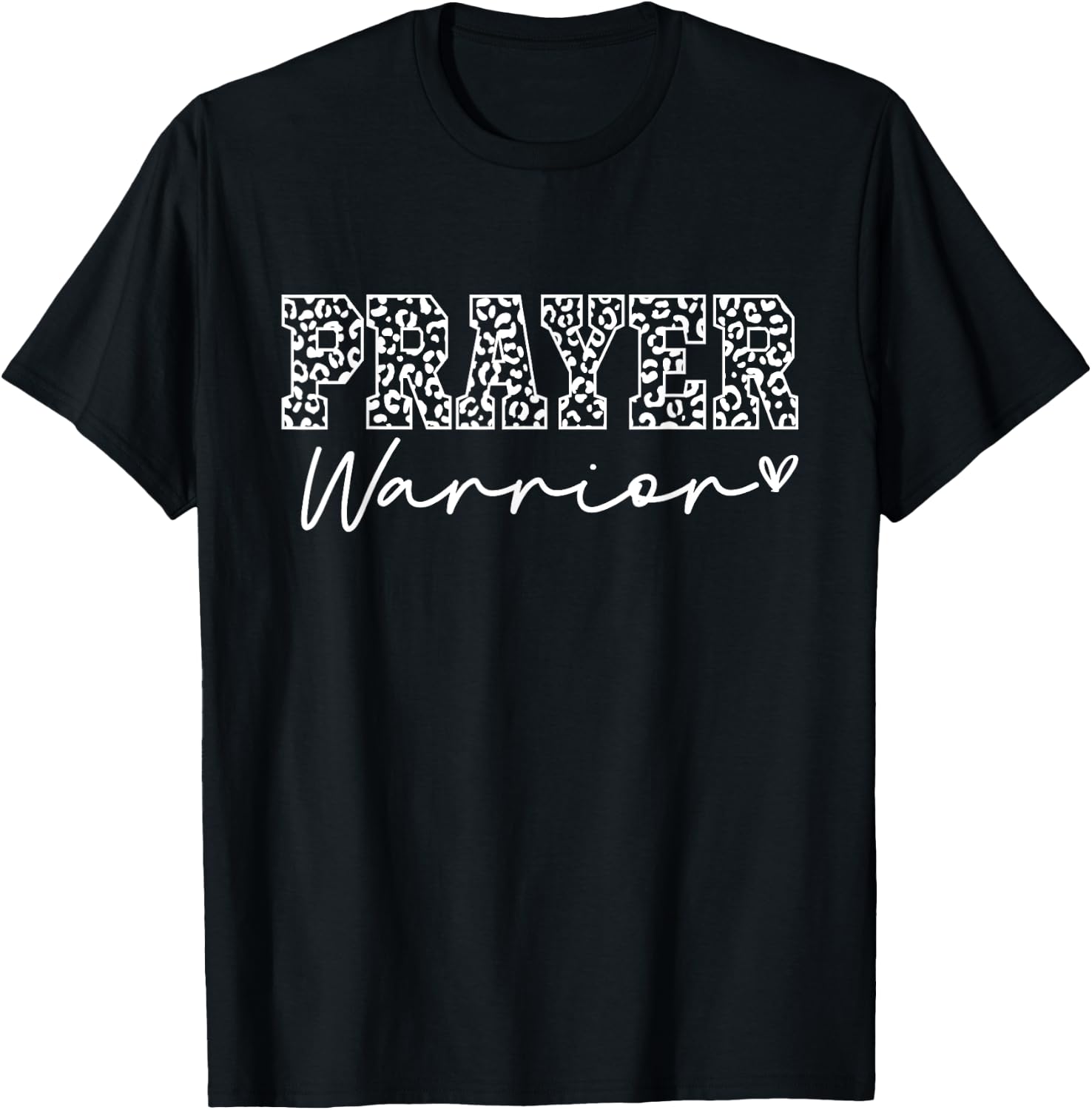Prayer Warrior Leopard Women Girls Faith God Jesus Christian T-Shirt - T-Shirt | Black