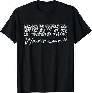 Prayer Warrior Leopard Women Girls Faith God Jesus Christian T-Shirt - T-Shirt | Black