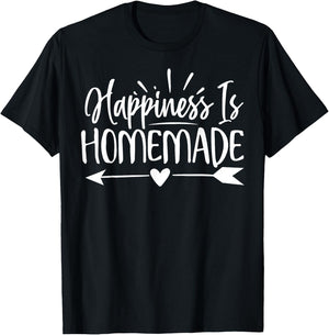 Happiness Is Homemade Cute Family Day T-Shirt - T-Shirt | Black