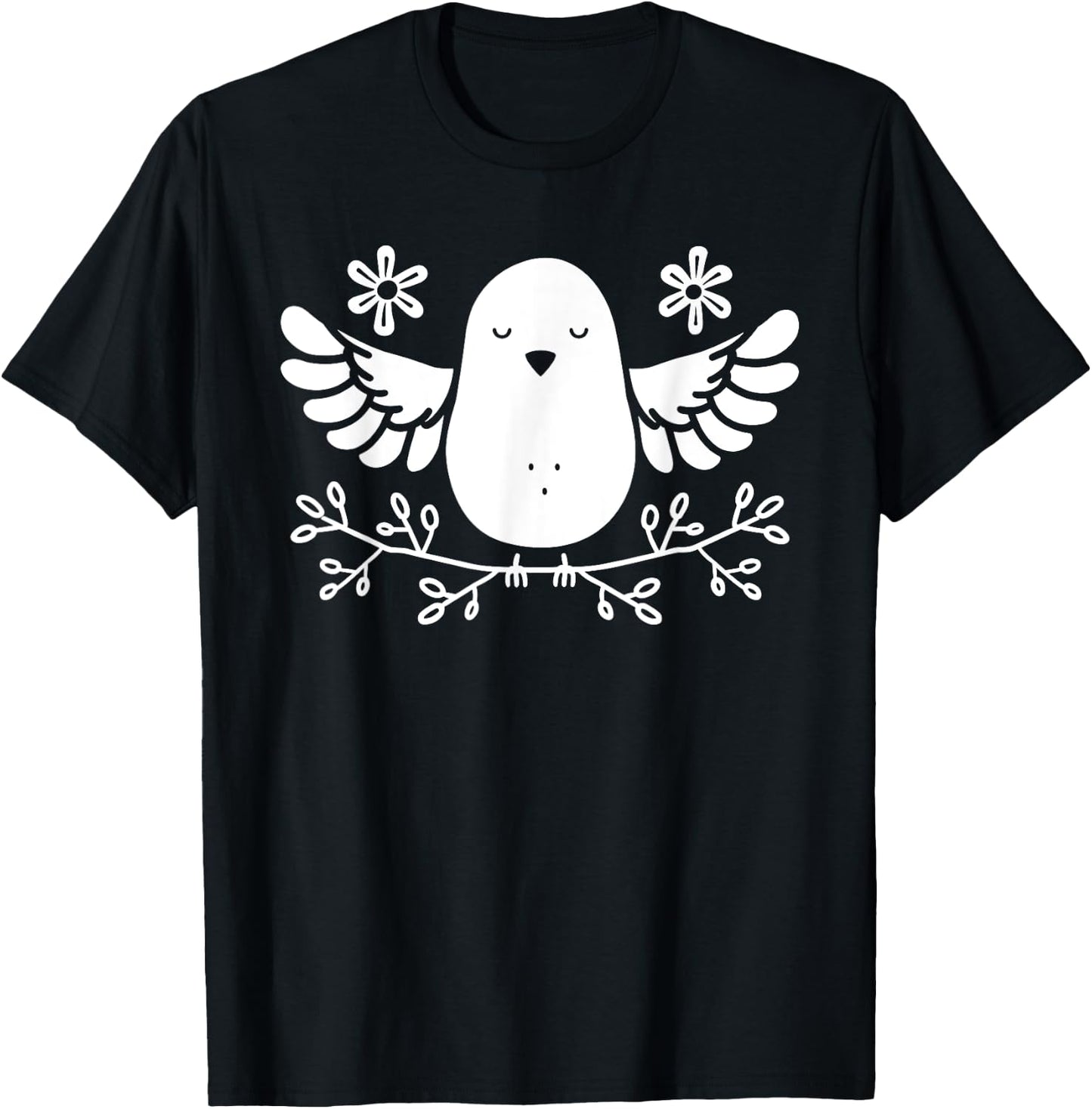 Bird small Dove of peace minimalist simple Dove T-Shirt - T-Shirt | Black