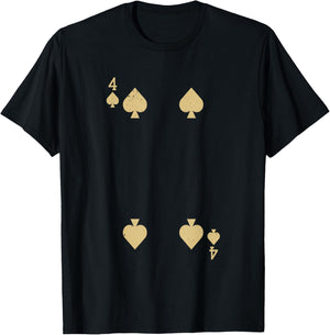 Four 4 of Spades Playing Card , Blackjack Cards Poker T-Shirt - T-Shirt | Black