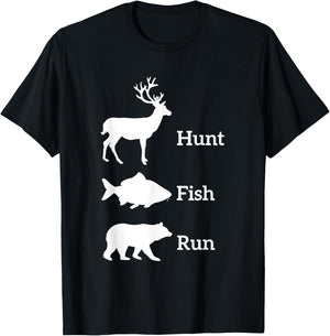 Fun Outdoor Wilderness Camping Gear Supply Men's Hunting Fishing Black S T-Shirt - T-Shirt | Black