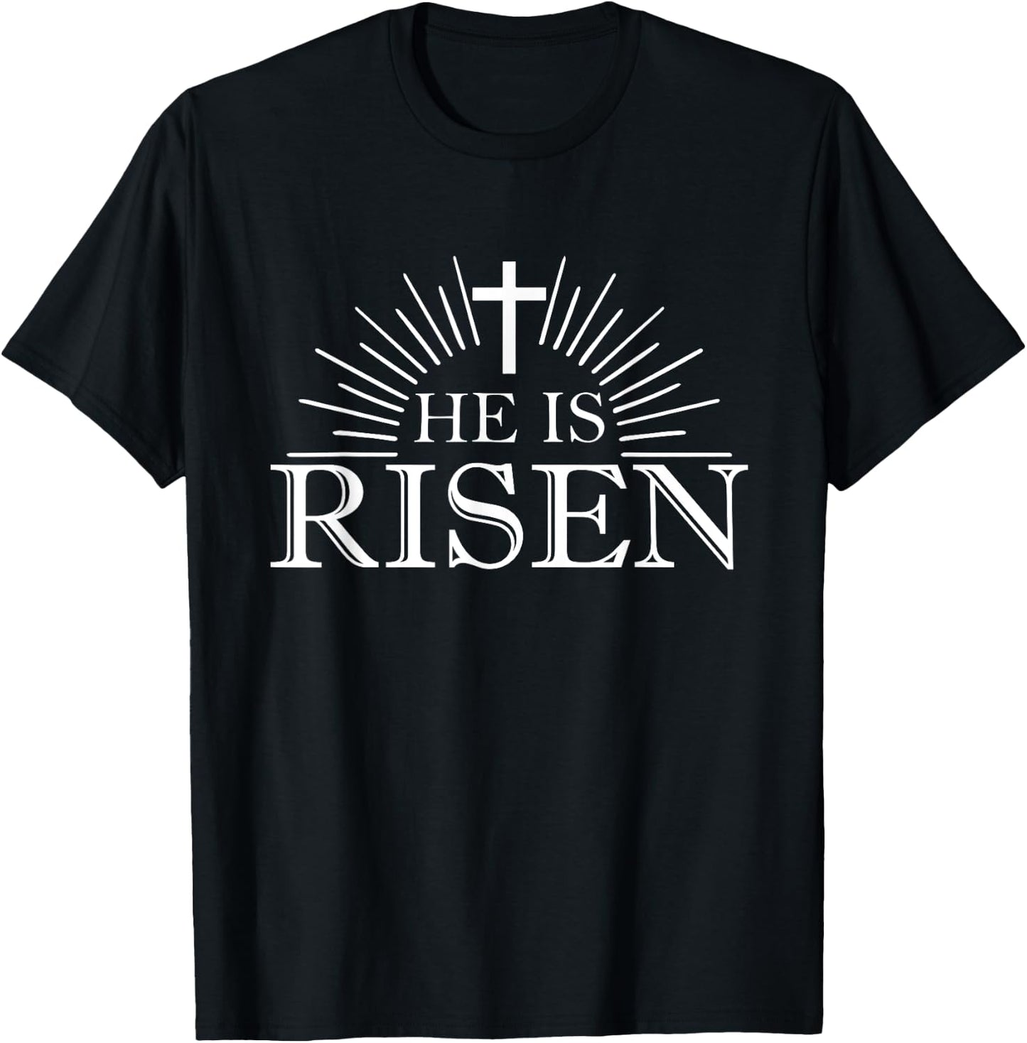 Happy Easter Shirt He Is Risen Jesus Cross Scripture Matthew T-Shirt - T-Shirt | Black