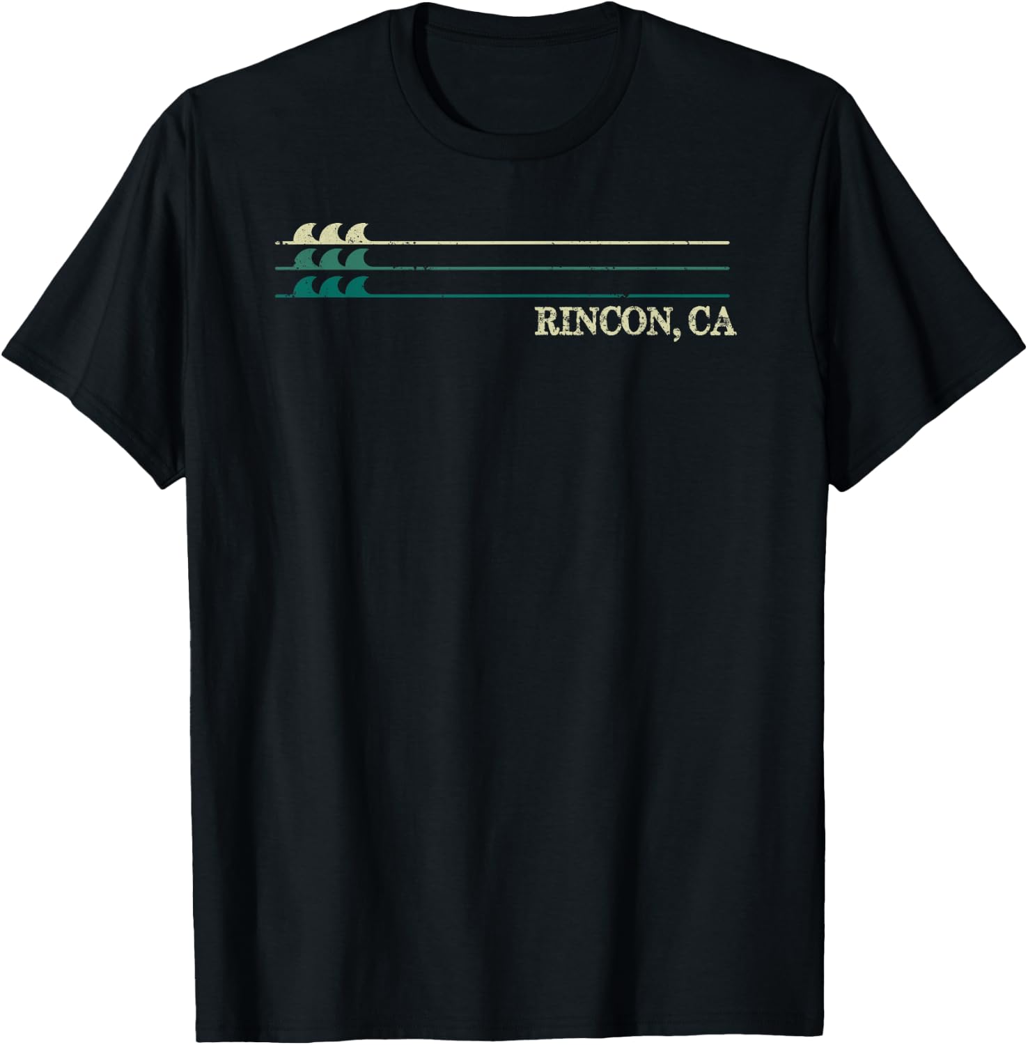 Rincon California Break Surfing Retro Wave T-Shirt - T-Shirt | Black