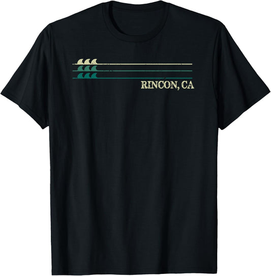 Rincon California Break Surfing Retro Wave T-Shirt - T-Shirt | Black