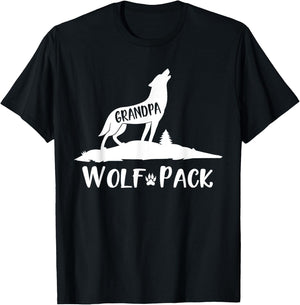 Wolf Pack Matching Family Grandpa Wolf Wolves T-Shirt - T-Shirt | Black