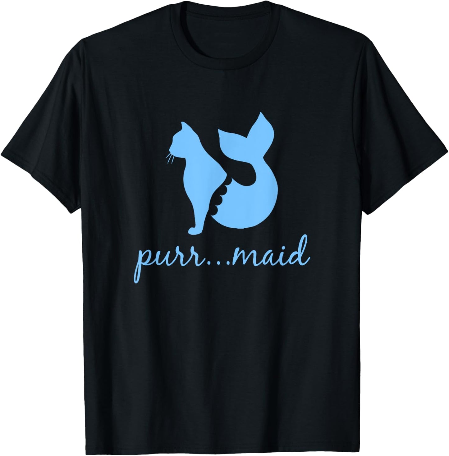 Purrmaid - Funny Cat Lady Mermaid Feline Lover T-Shirt - T-Shirt | Black