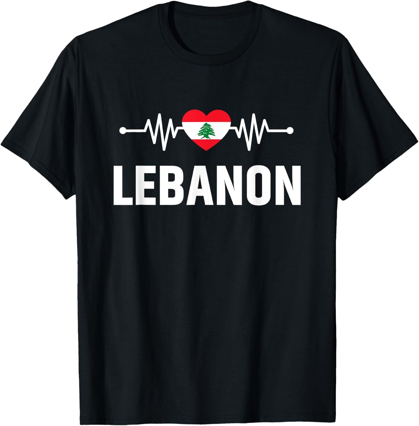 Lebanon Flag Holiday Lebanon Heart Lebanese Flag T-Shirt - T-Shirt | Black