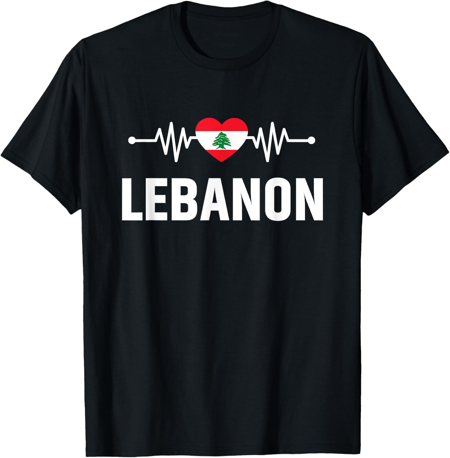 Lebanon Flag Holiday Lebanon Heart Lebanese Flag T-Shirt - T-Shirt | Black