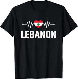 Lebanon Flag Holiday Lebanon Heart Lebanese Flag T-Shirt - T-Shirt | Black