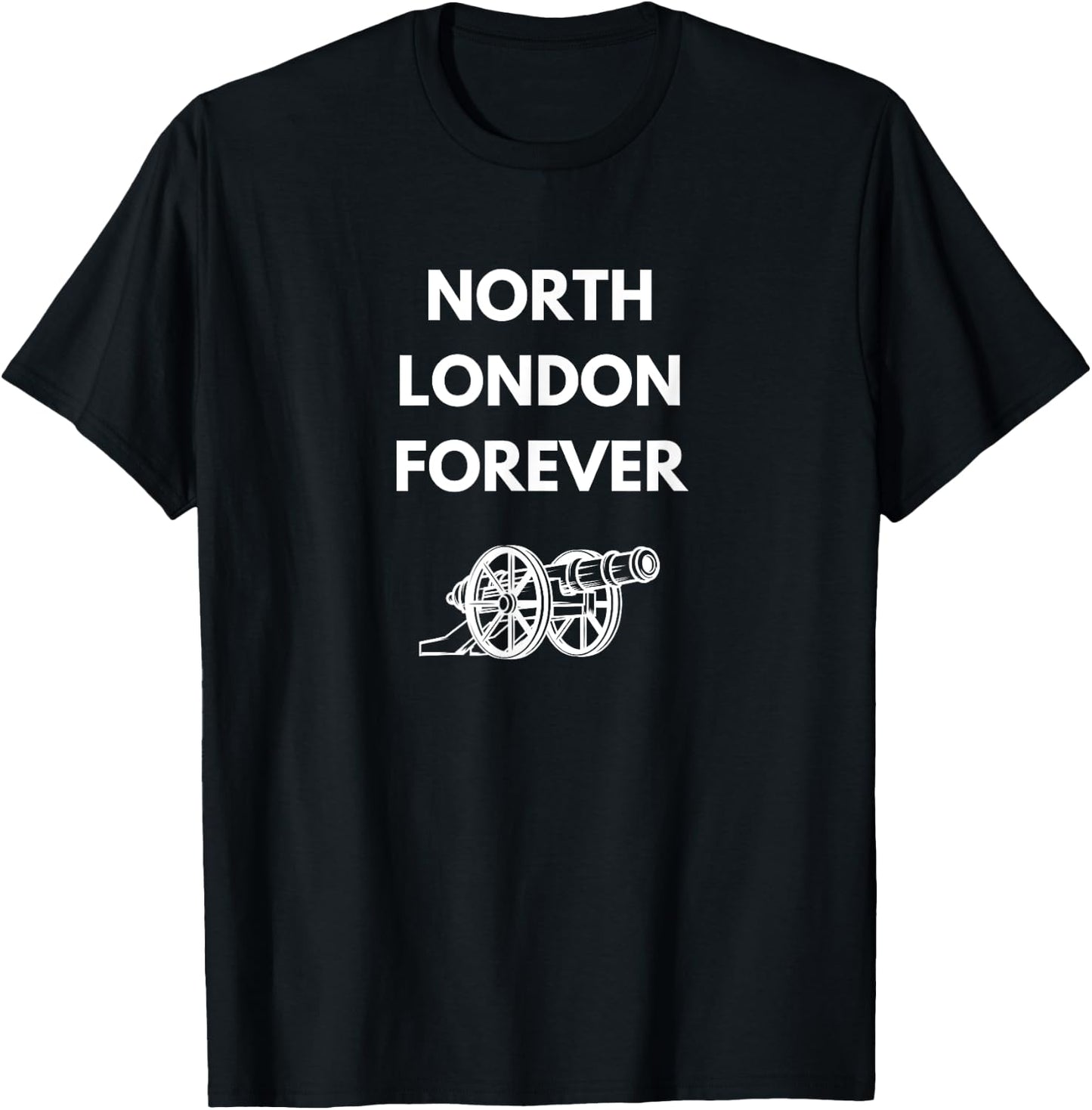 North London Forever - Iconic Cannon Design , Small, Red T-Shirt - T-Shirt | Black