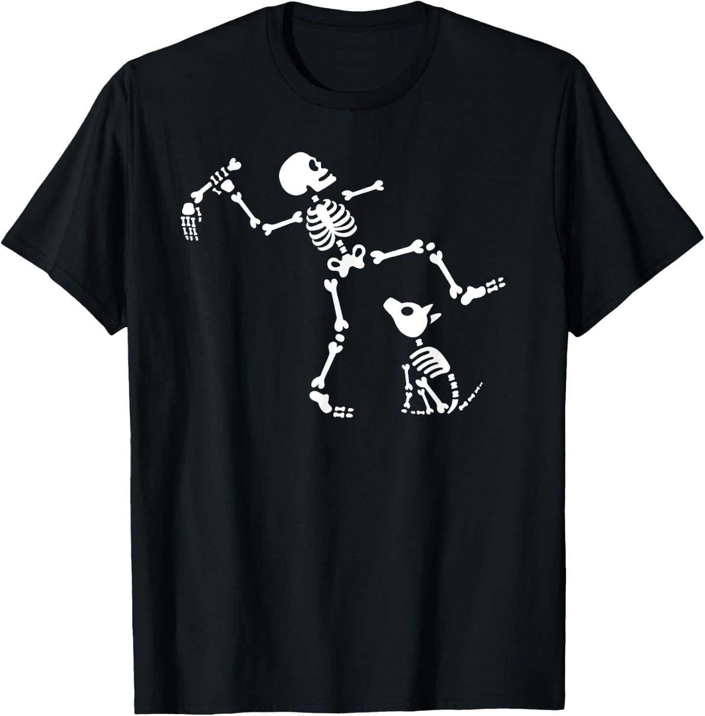 Funny Walking Dog Skeleton Bone Pick Dog Lovers Women Kids T-Shirt - T-Shirt | Black