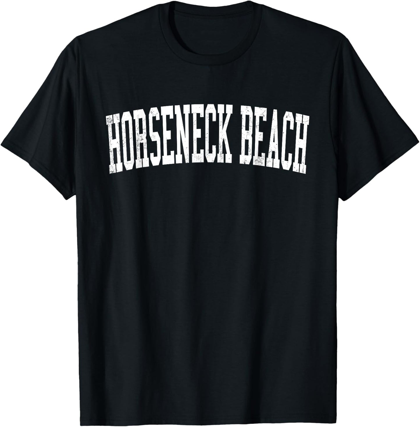 Vintage Horseneck Beach Distressed White Varsity Style Women Kids T-Shirt - T-Shirt | Black
