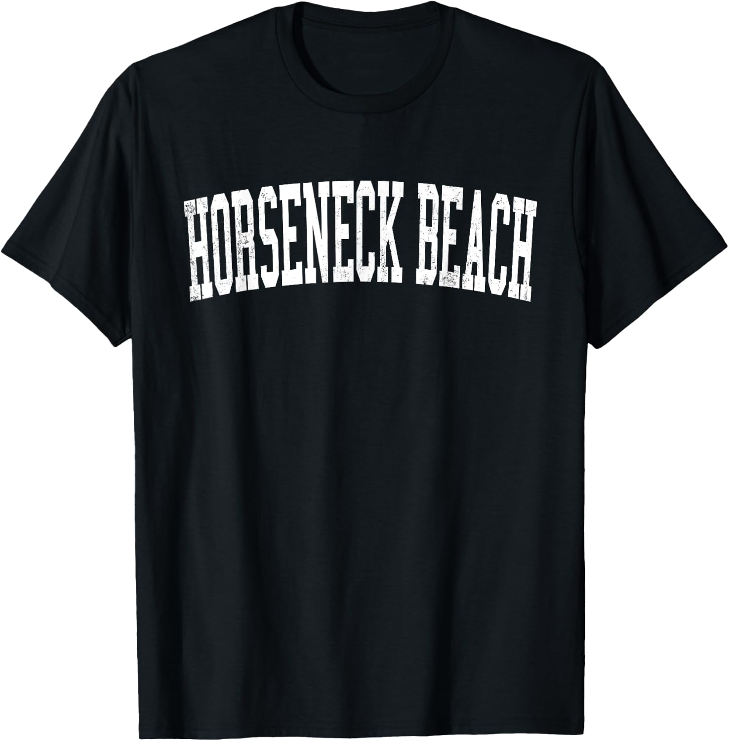 Vintage Horseneck Beach Distressed White Varsity Style Women Kids T-Shirt - T-Shirt | Black