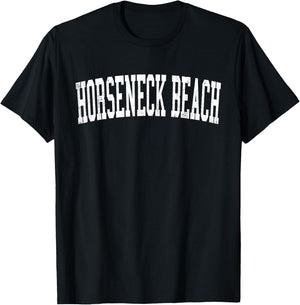 Vintage Horseneck Beach Distressed White Varsity Style Women Kids T-Shirt - T-Shirt | Black