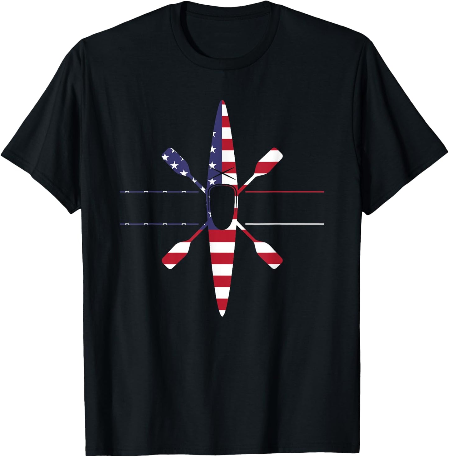 USA American Flag Kayak graphic design Shirt T-Shirt - T-Shirt | Black