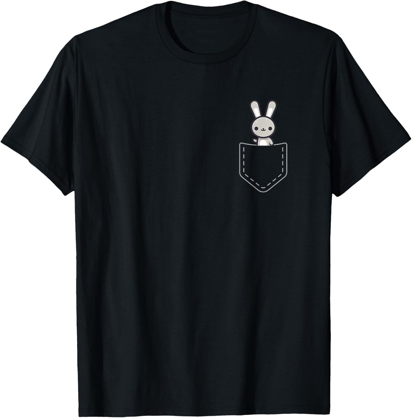 Kawaii Anime Pocket Rabbit Kids T-Shirt - T-Shirt | Black