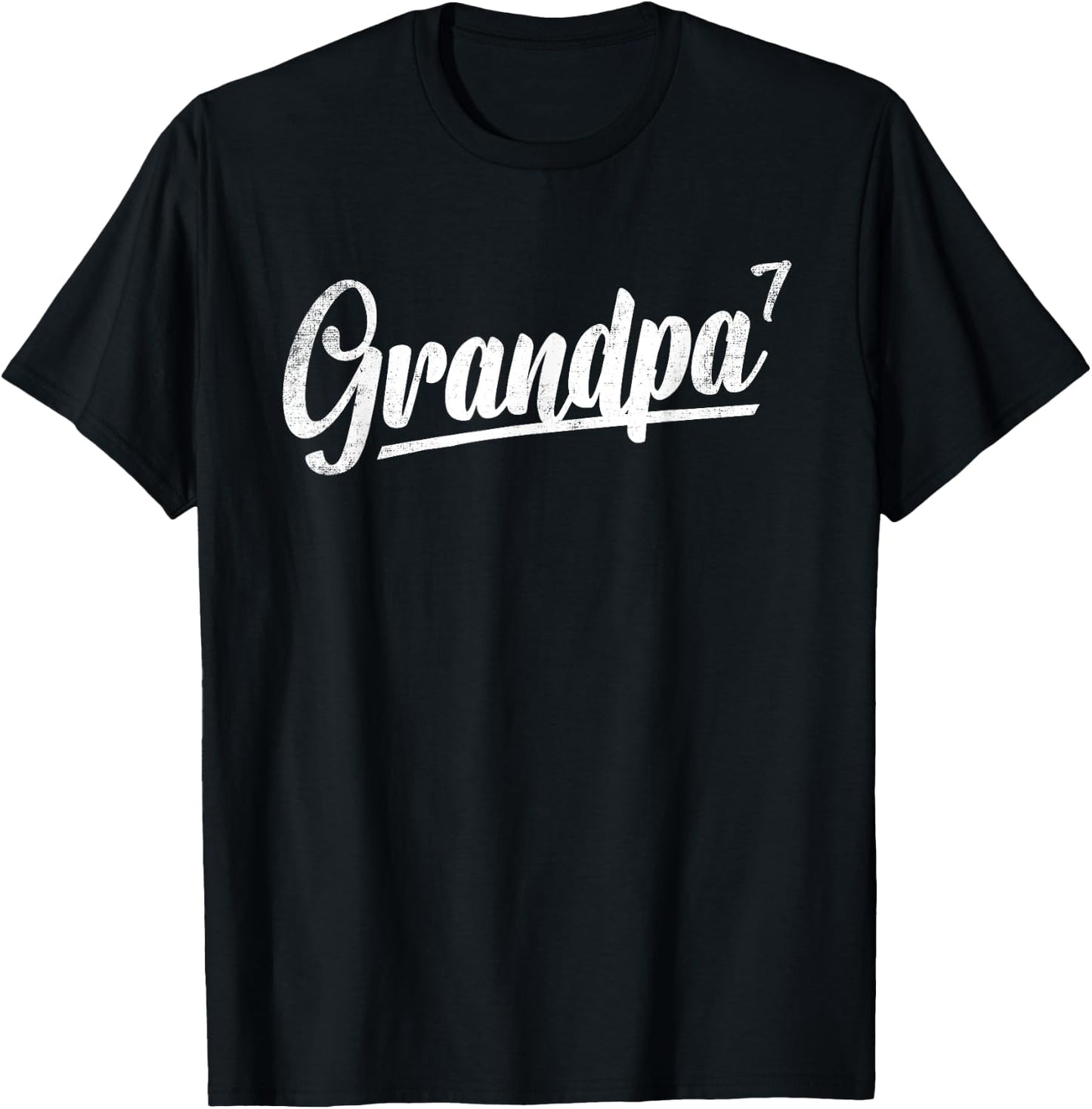 Grandpa Of 7 Seven, 7 Grandkids 5th Time Grandfather T-Shirt - T-Shirt | Black