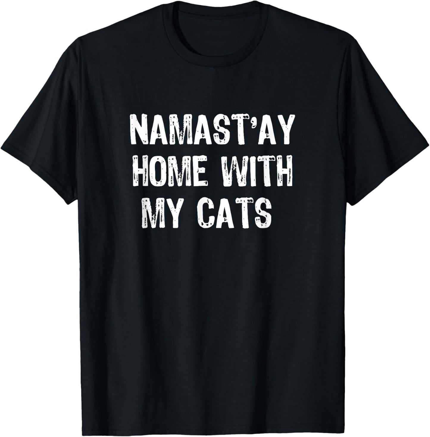 Namast'ay Home With My Cats Christmas T-Shirt - T-Shirt | Black