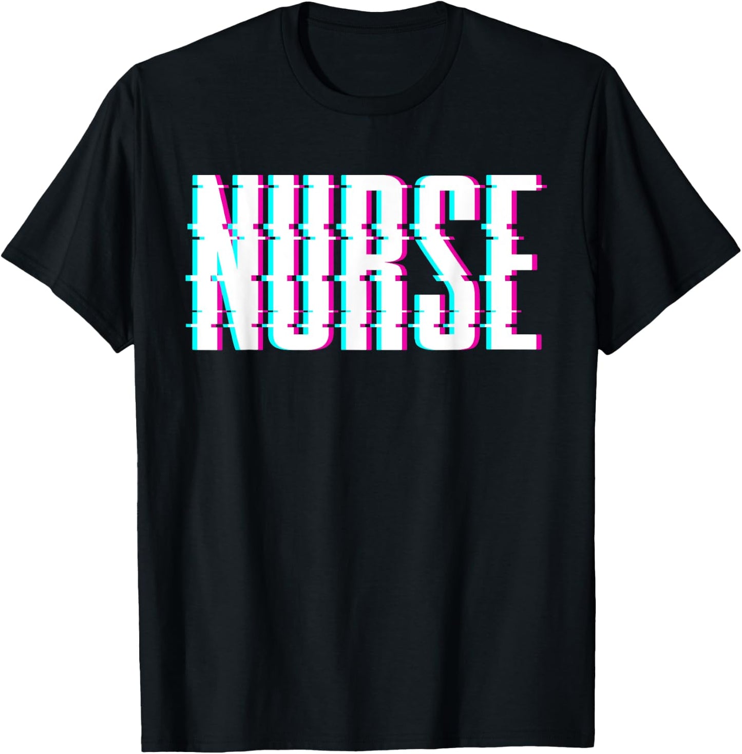 Nurse Glitch Aesthetic Graduation Nurse Glitch Graphic Art T-Shirt - T-Shirt | Black