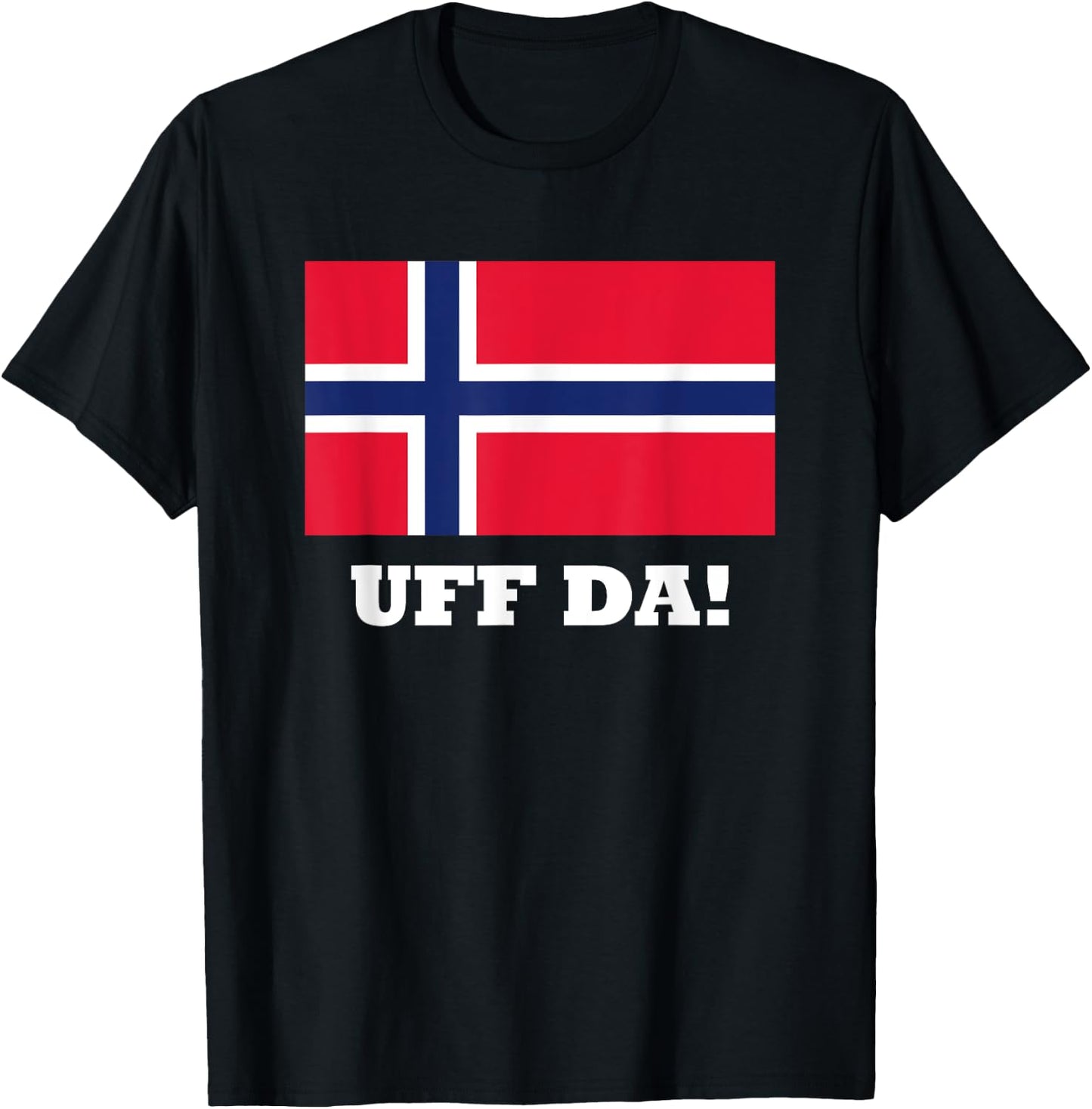 Uff Da Norway Flag, Norge Heritage Culture Souvenir T-Shirt - T-Shirt | Black