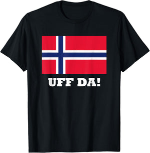 Uff Da Norway Flag, Norge Heritage Culture Souvenir T-Shirt - T-Shirt | Black
