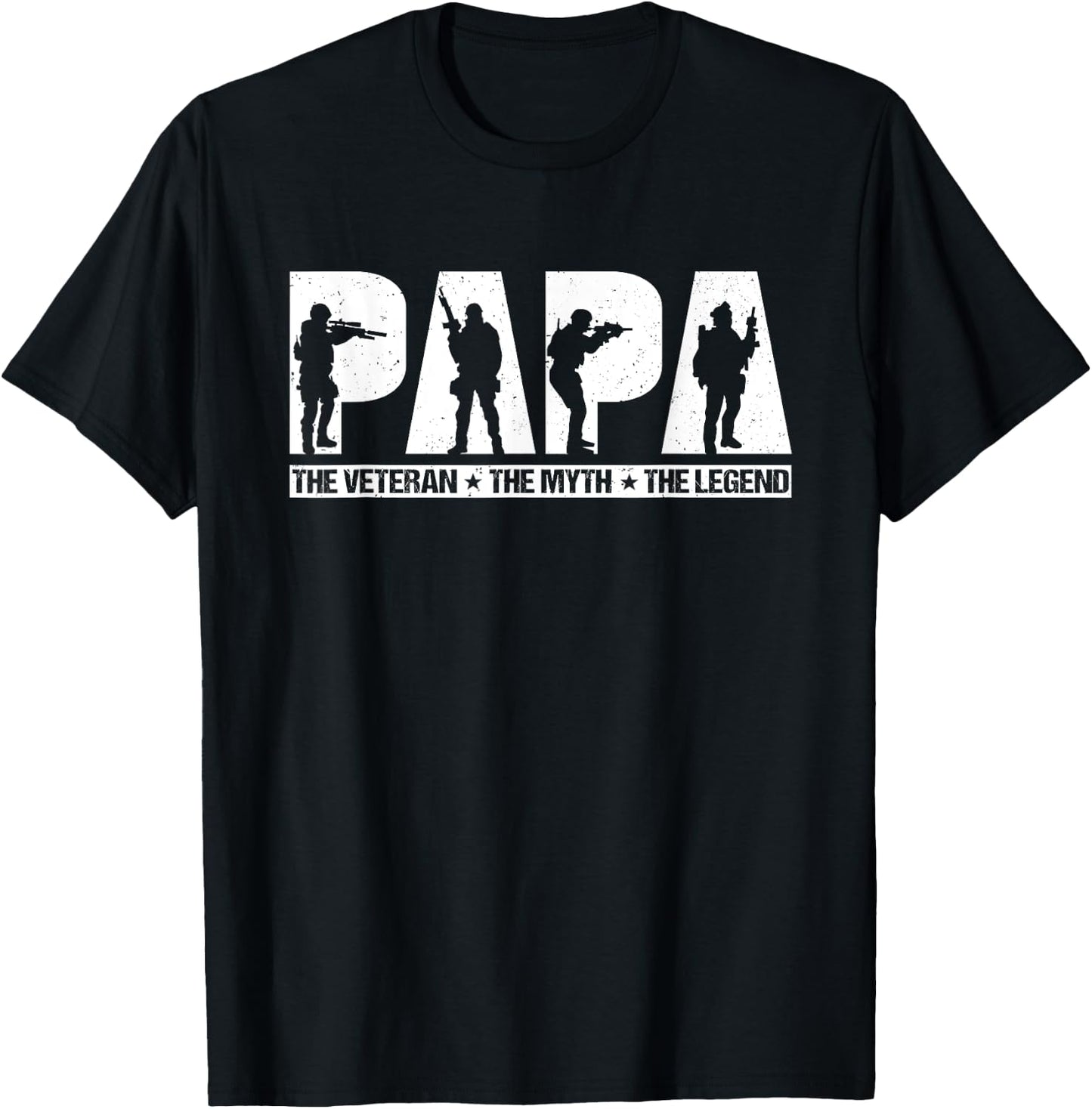 Papa Veteran The Myth The Legend Fathers Day Grandpa T-Shirt - T-Shirt | Black
