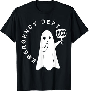 Emergency Dept Boo Ghost Halloween Emergency Room ER Nurse T-Shirt - T-Shirt | Black