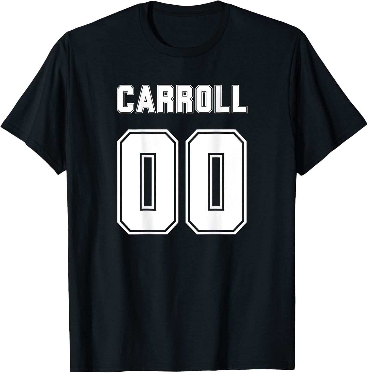Carroll Name Back Sports Number Family Team T-Shirt - T-Shirt | Black