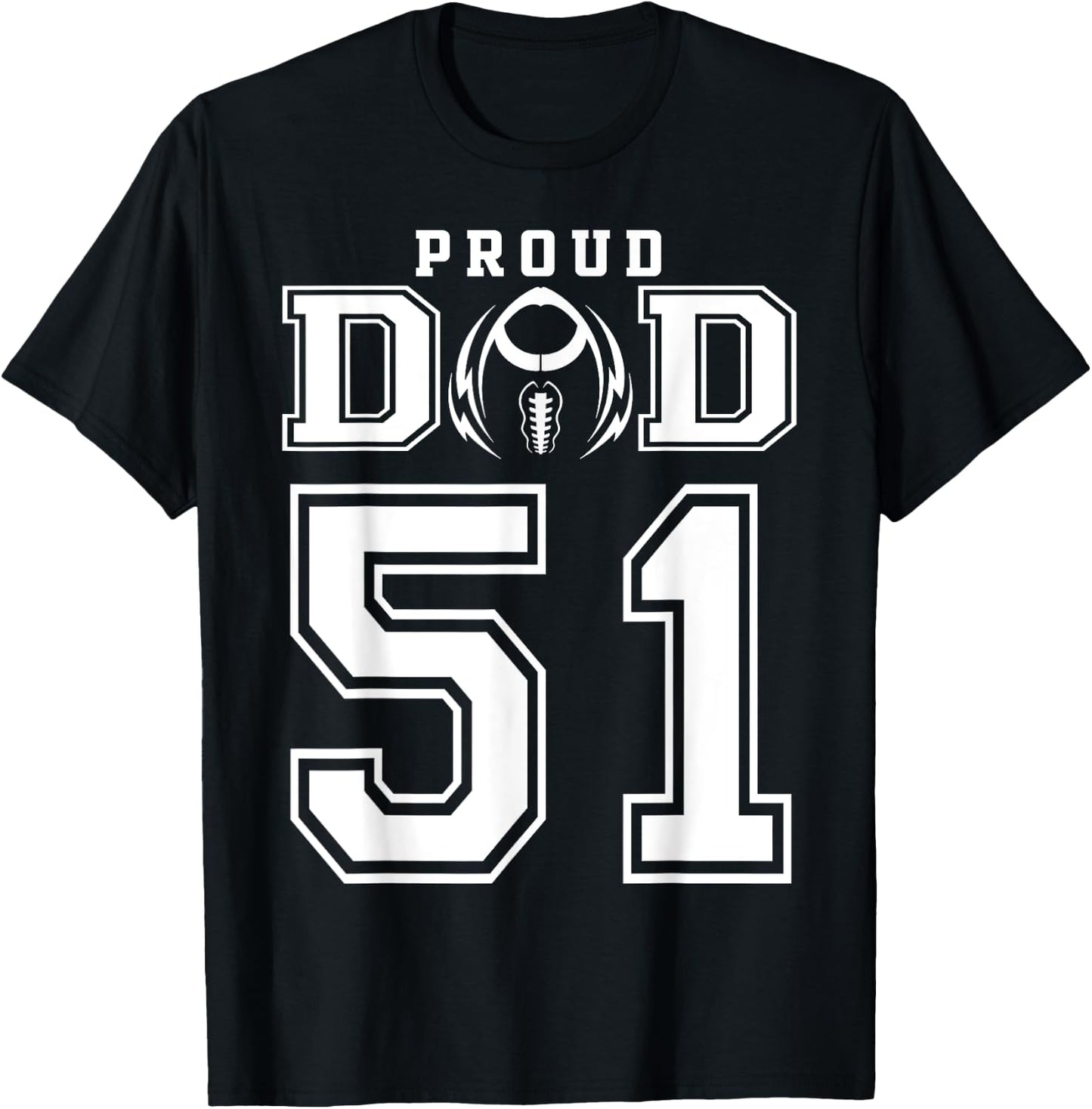 Custom Proud Football Dad Number 51 Personalized T-Shirt - T-Shirt | Black
