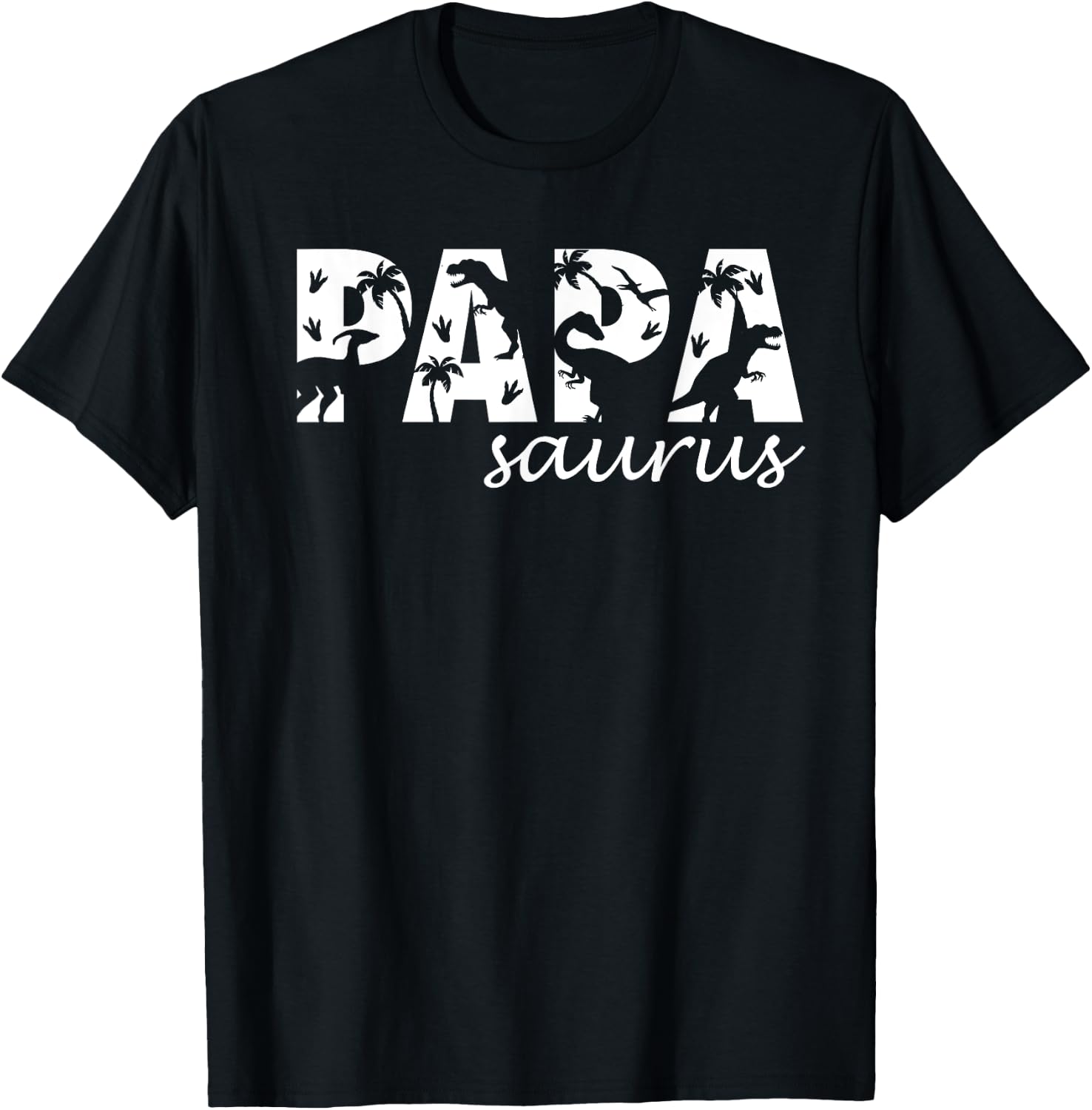 Papasaurus T Rex Dinosaur Papa Saurus Family Father's Day T-Shirt - T-Shirt | Black