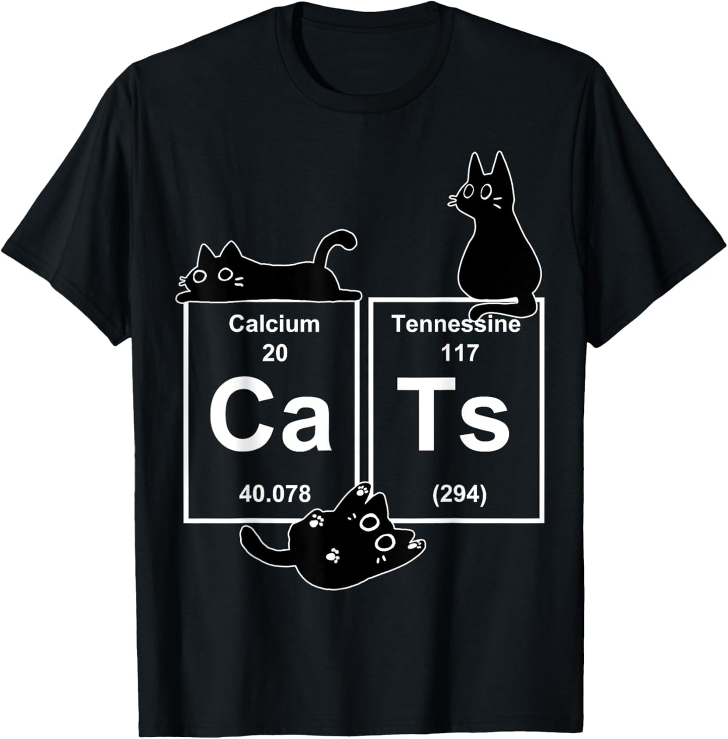 Cat Chemistry Periodic Table Funny Gifts Cat Dad, Cat Mom T-Shirt - T-Shirt | Black
