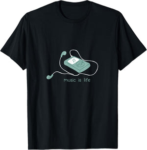 Music Vintage Retro Melody Mp3 Player Life T-Shirt - T-Shirt | Black
