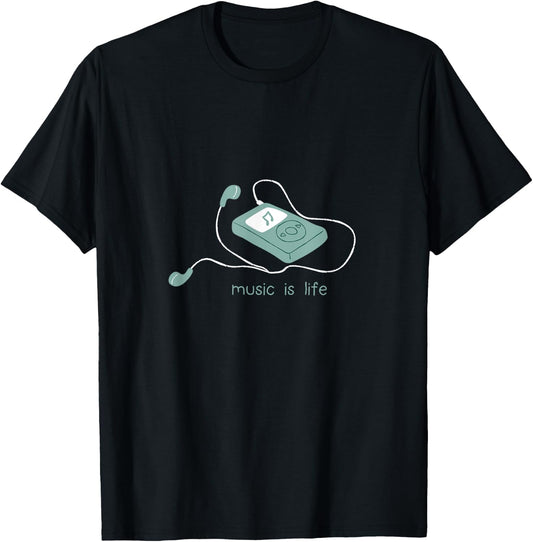 Music Vintage Retro Melody Mp3 Player Life T-Shirt - T-Shirt | Black