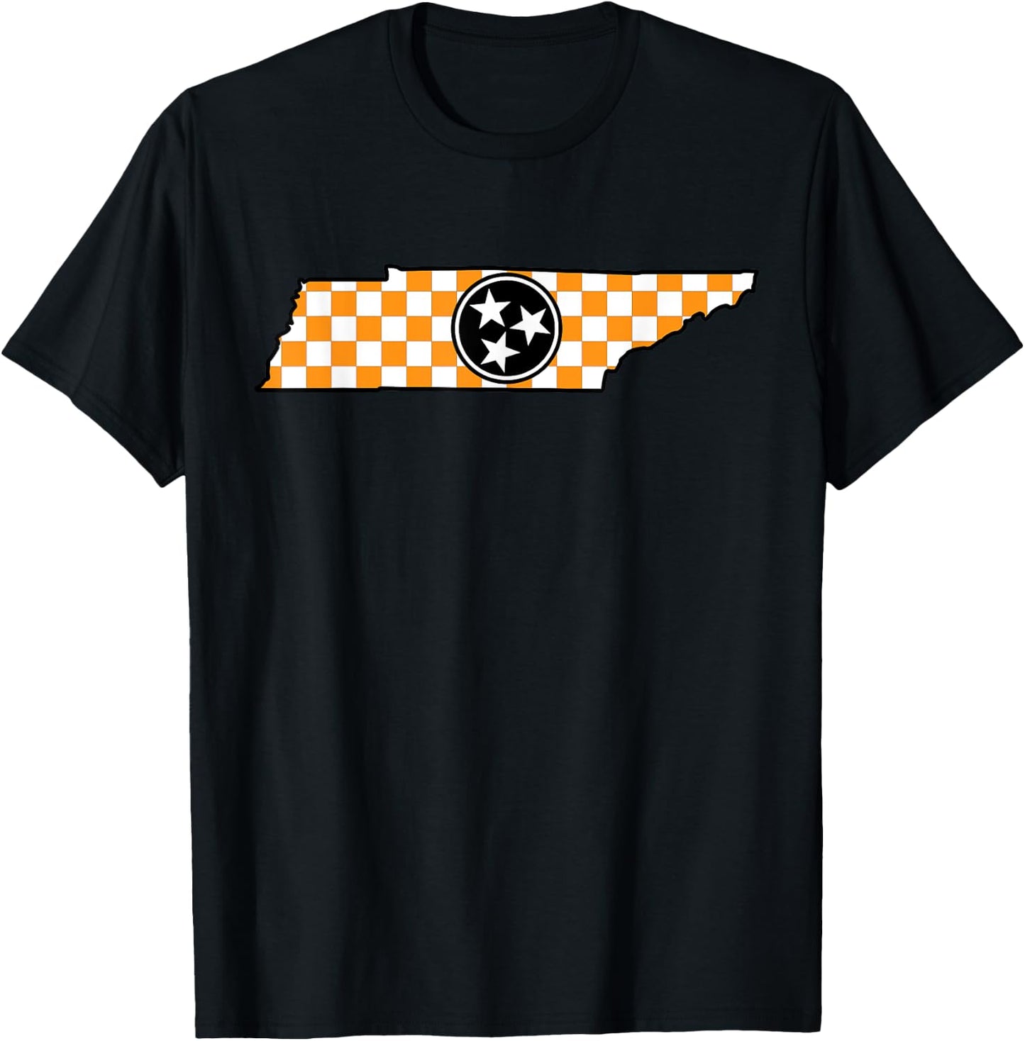 Volunteer State Orange/White Checkerboard Tri-Star Tennessee T-Shirt - T-Shirt | Black