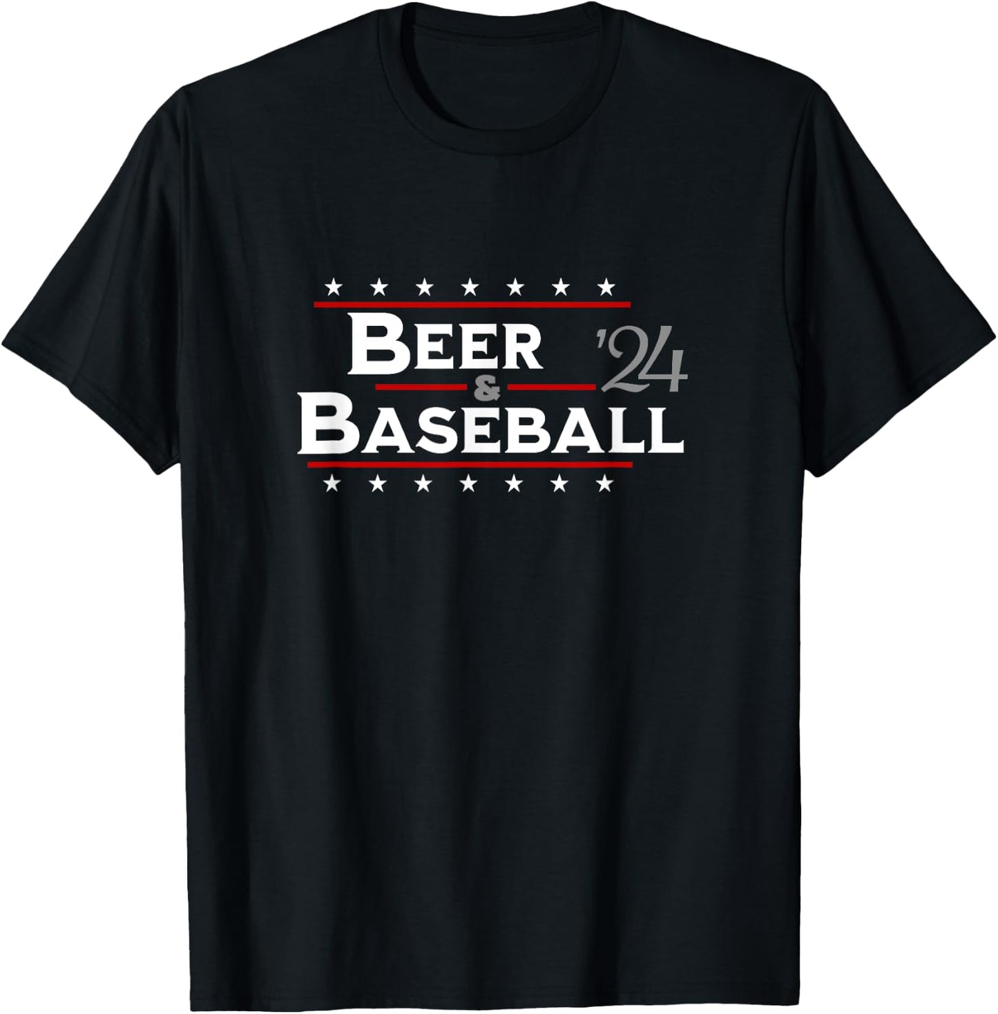 Beer and Baseball Men Women Funny Political 2024 Election T-Shirt - T-Shirt | Black