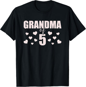 Grandma 5 Grandkids 5th Time Cubed Grandma Of Five T-Shirt - T-Shirt | Black