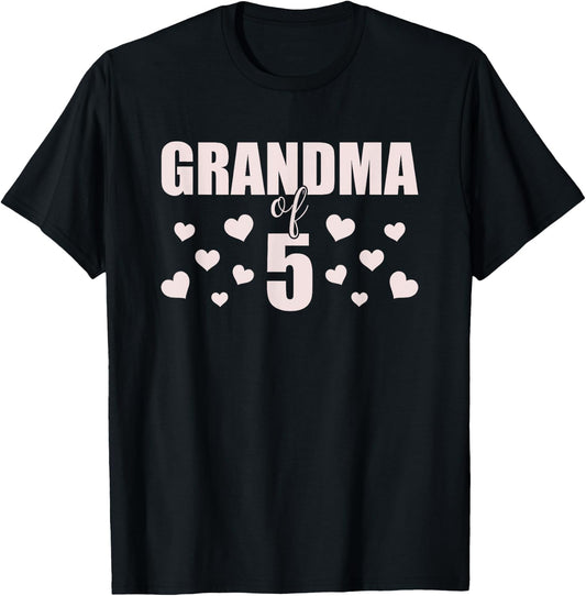 Grandma 5 Grandkids 5th Time Cubed Grandma Of Five T-Shirt - T-Shirt | Black