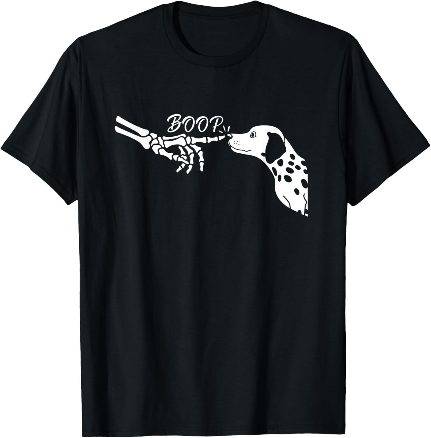 Dalmatian Skeleton Hand Boop Halloween Pet Women Girls Kids T-Shirt - T-Shirt | Black